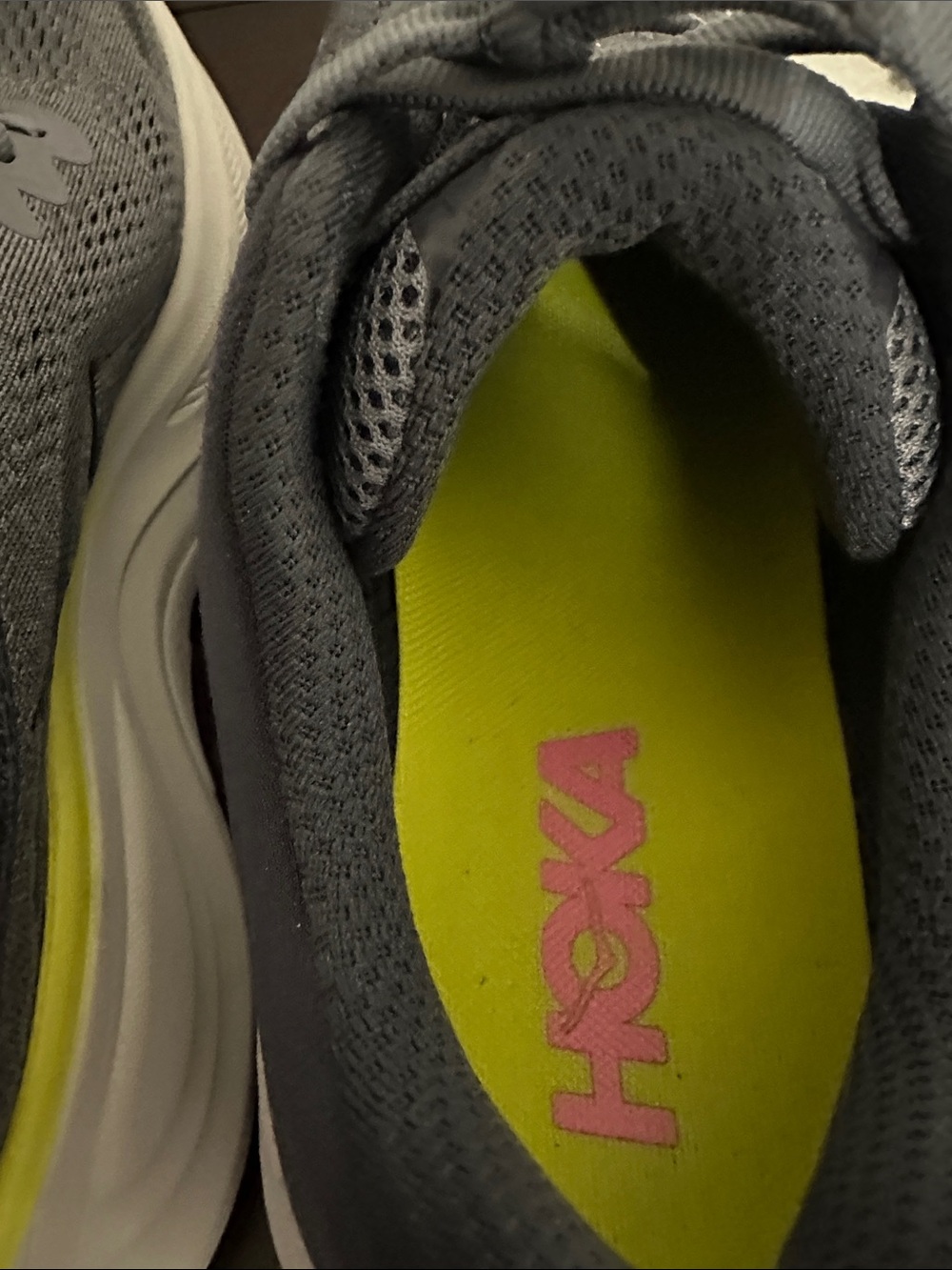 Hoka Bondi Women's Gray and Yellow Athletic Running Shoes - Picture 4 of 7